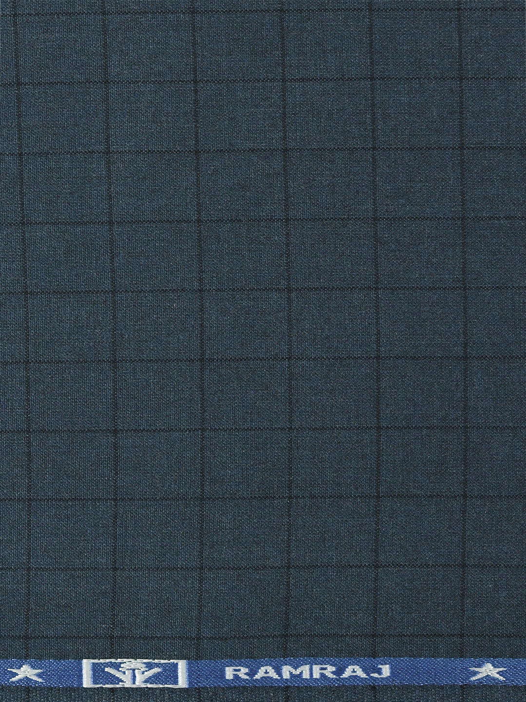 Poly Viscose Blend Checked Stretch Suiting Fabric Blue Enable