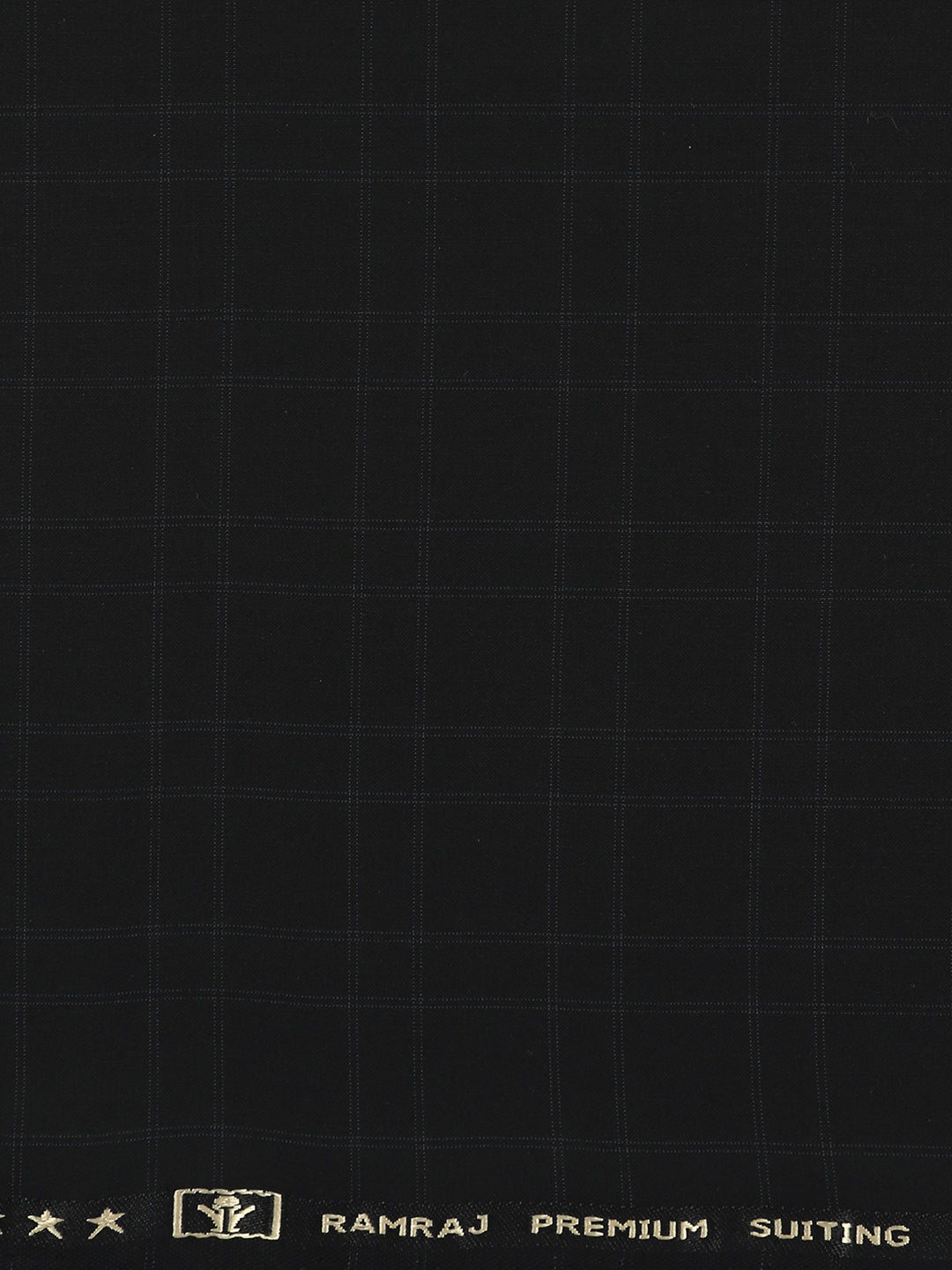 Poly Viscose Checked Suiting Fabric Black Golden Days