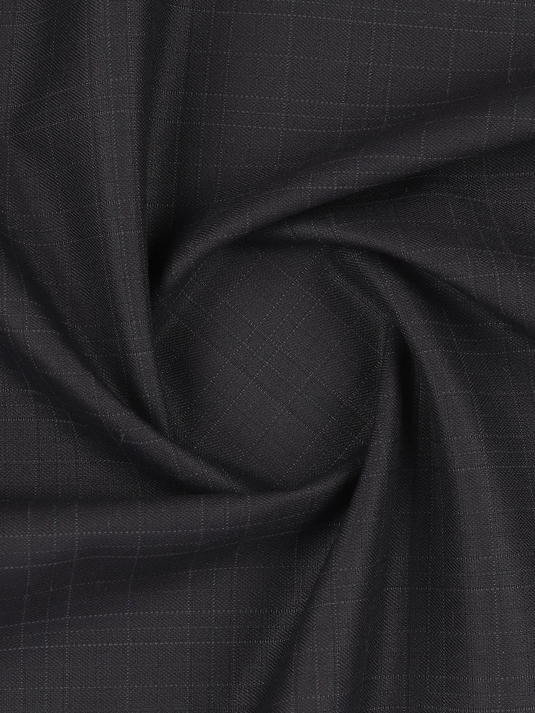 Poly Viscose Blend Checked Stretch Suiting Fabric Navy Miracle