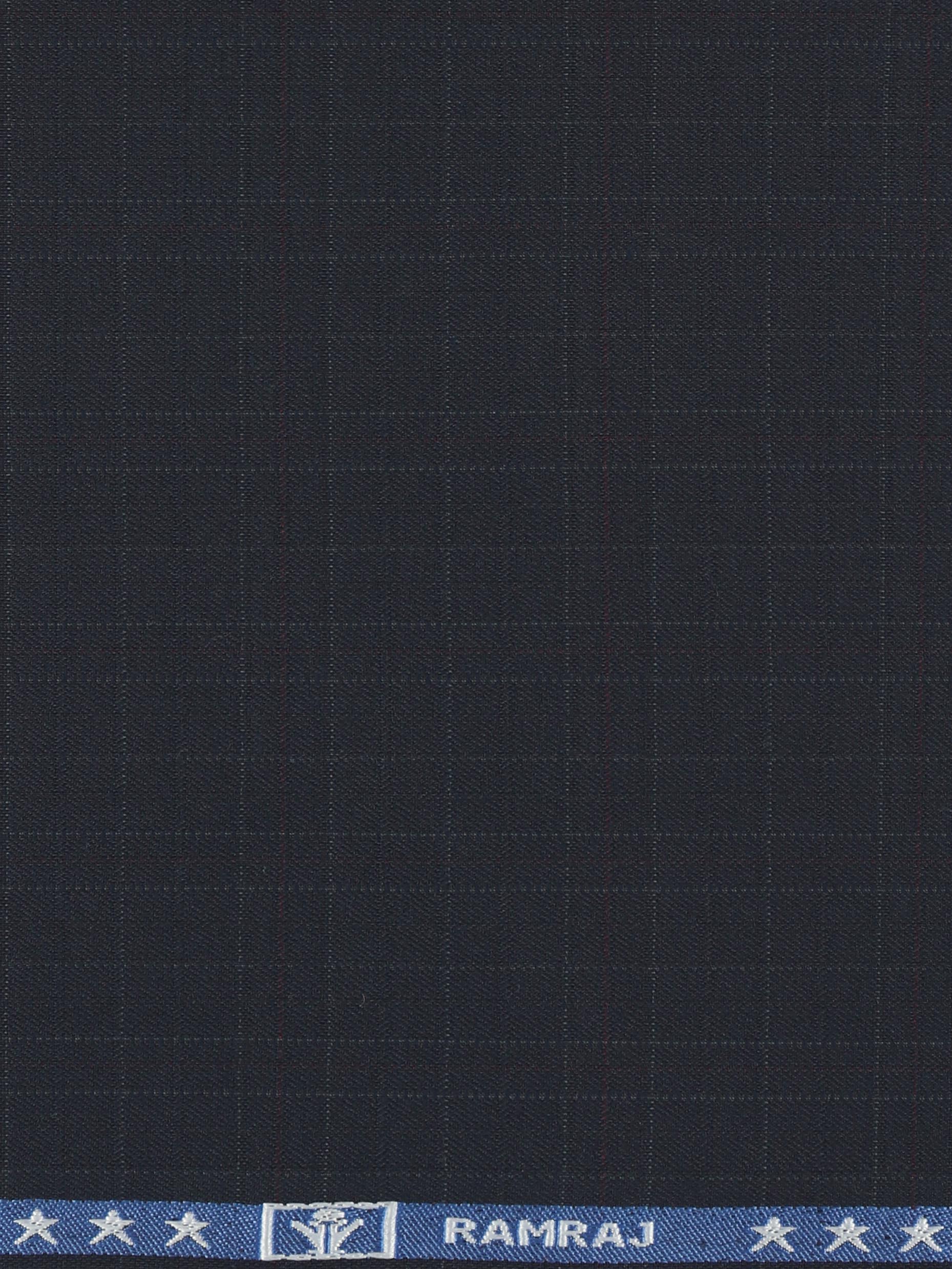 Poly Viscose Blend Checked Stretch Suiting Fabric Blue Miracle