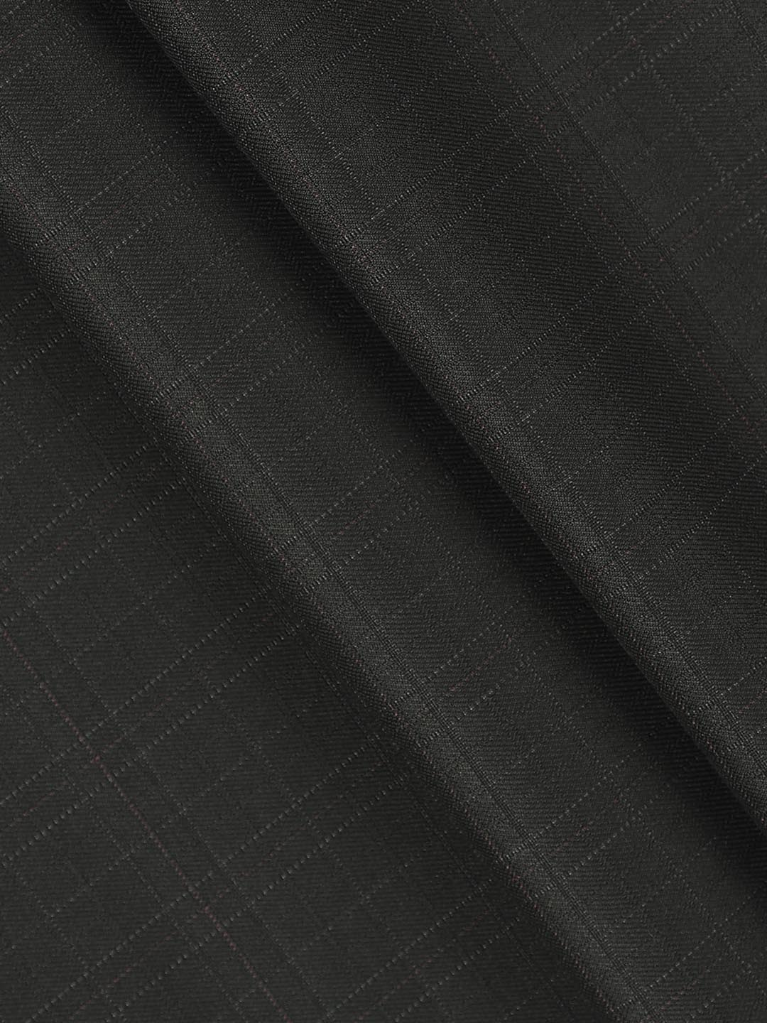Poly Viscose Blend Checked Stretch Suiting Fabric Black Miracle