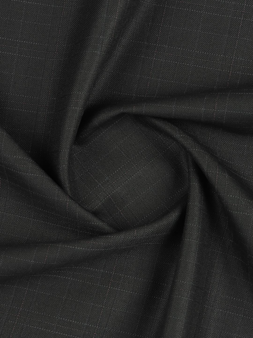 Poly Viscose Blend Checked Stretch Suiting Fabric Black Miracle
