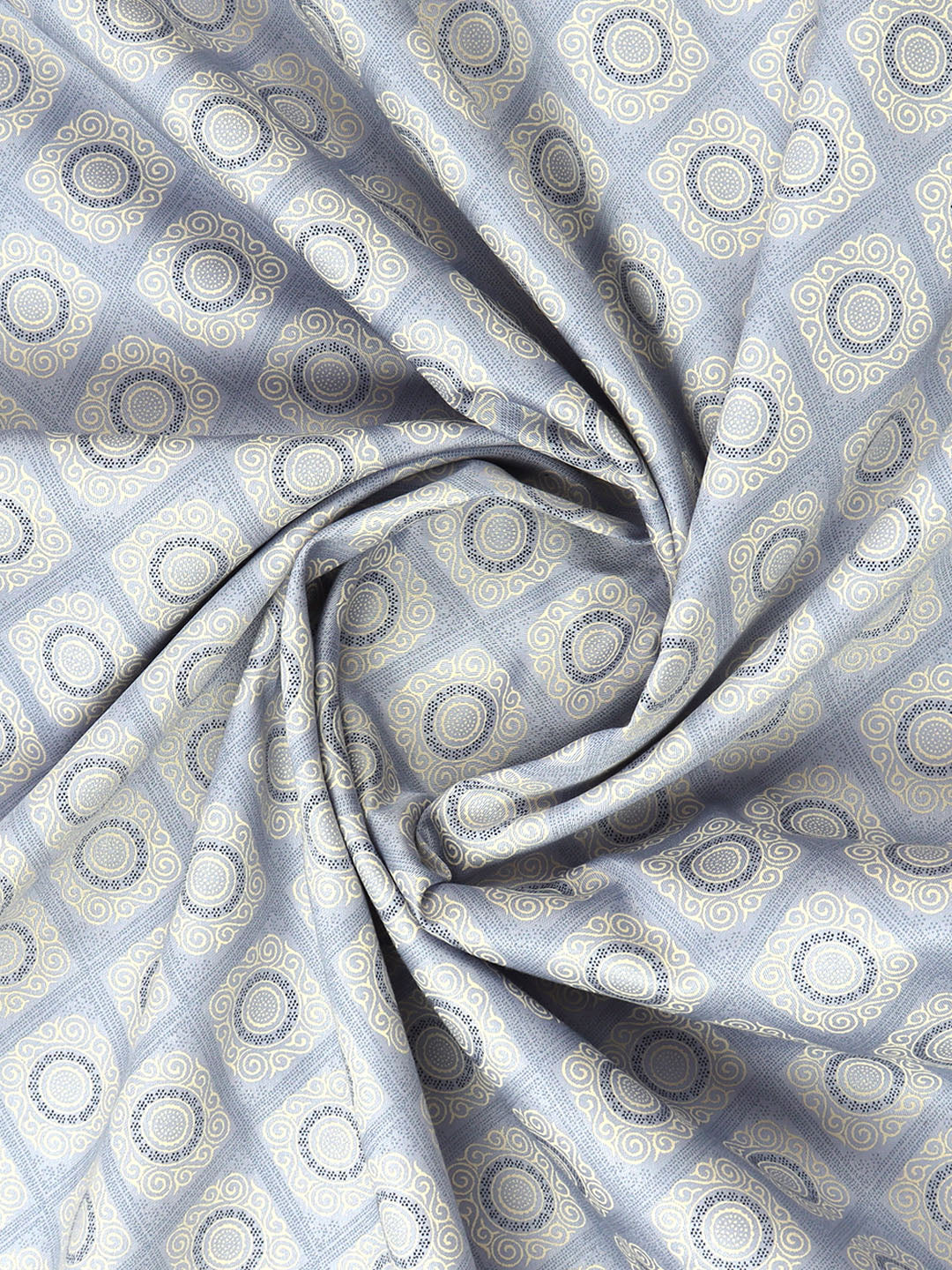 100% Cotton Light Blue With White Over All Printed Shirt Fabric Alpha - Close view