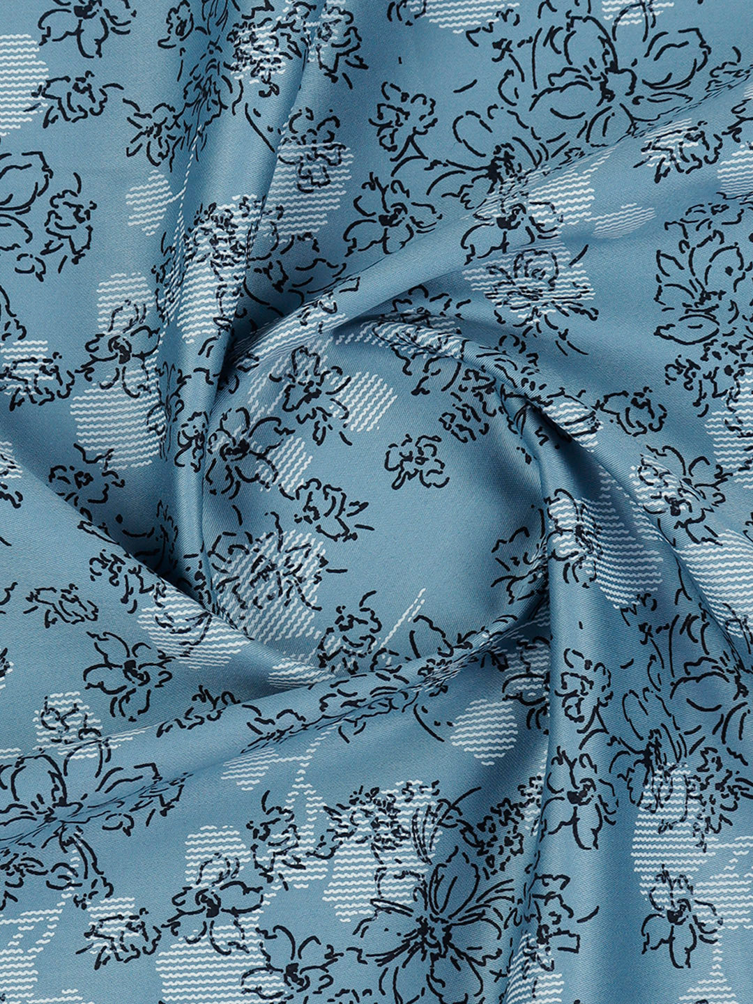 100% Cotton Blue Printed Shirt Fabric Oslo