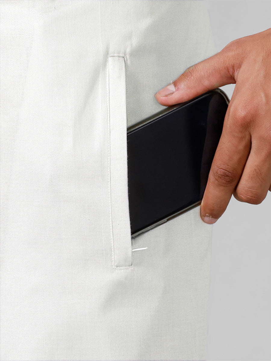 Men Tissue Readymade Single Layer Steel Grey Dhoti with Jari Border Viceroy