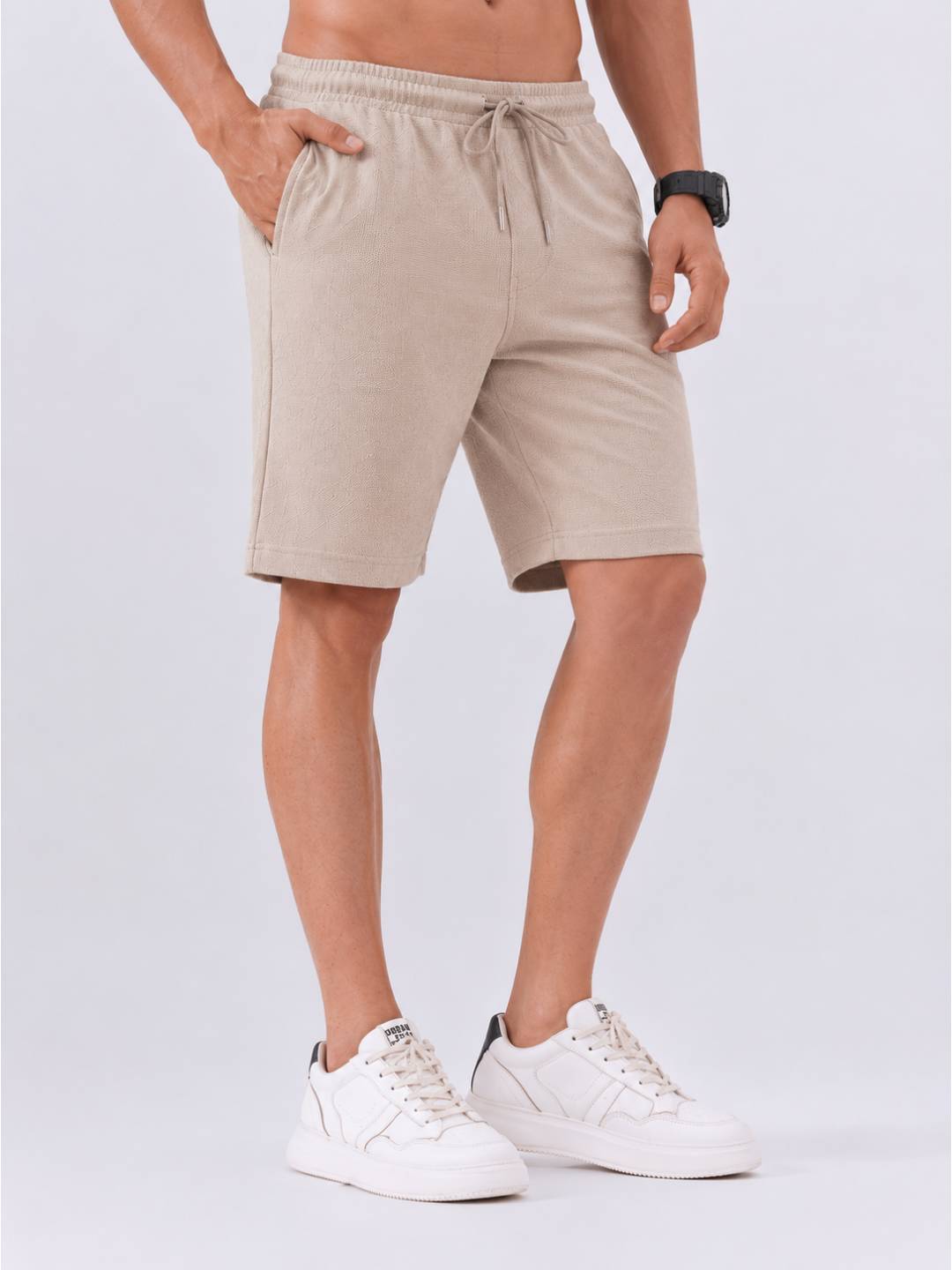 Combed Cotton Rich Beige Popcorn Shorts PS2