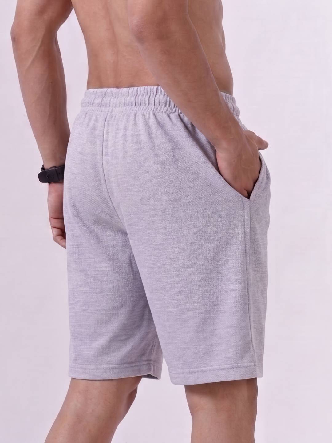 Combed Cotton Rich Grey Melange Popcorn Shorts PS3