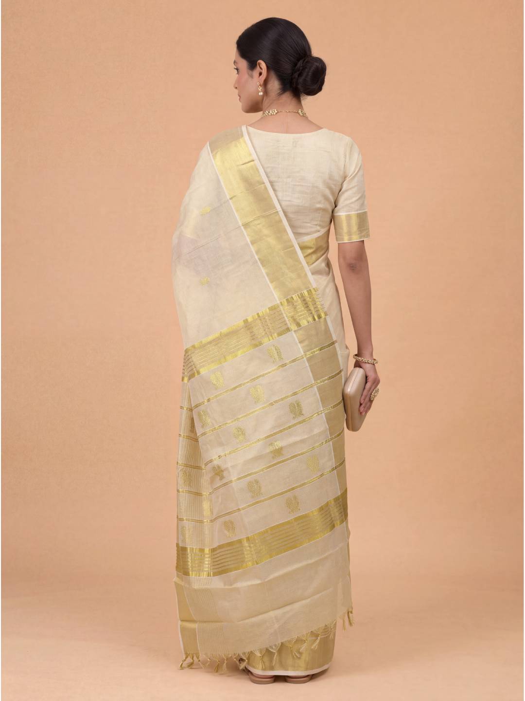 Women Tissue Gold Embroidered Saree KLS44