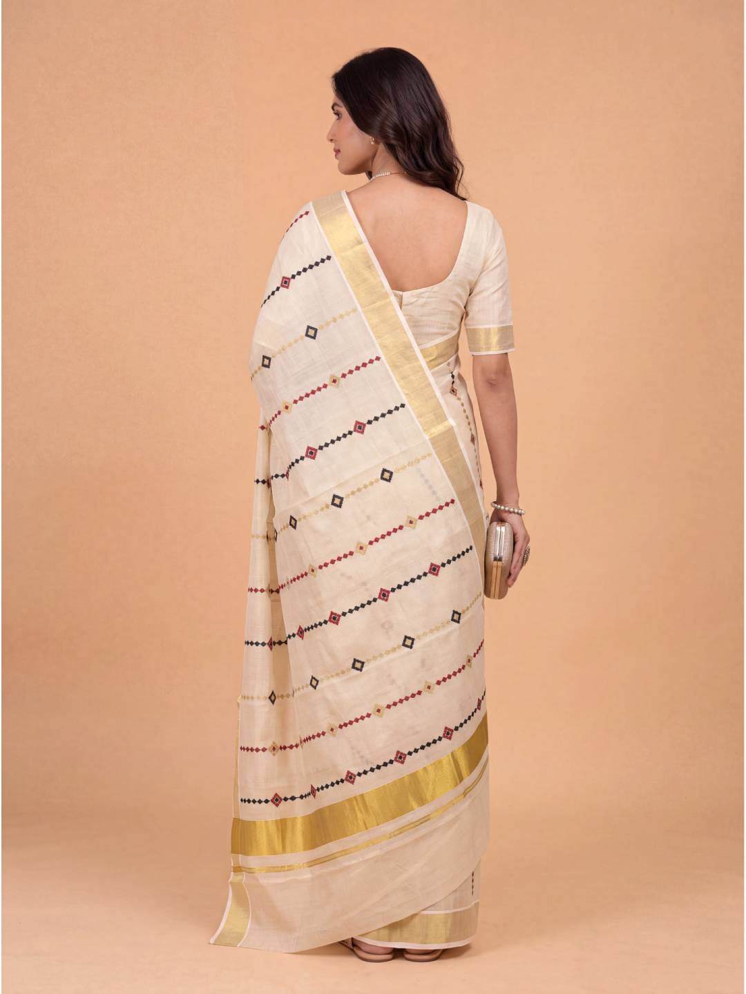Women Tissue Gold Embroidered Saree KLS45