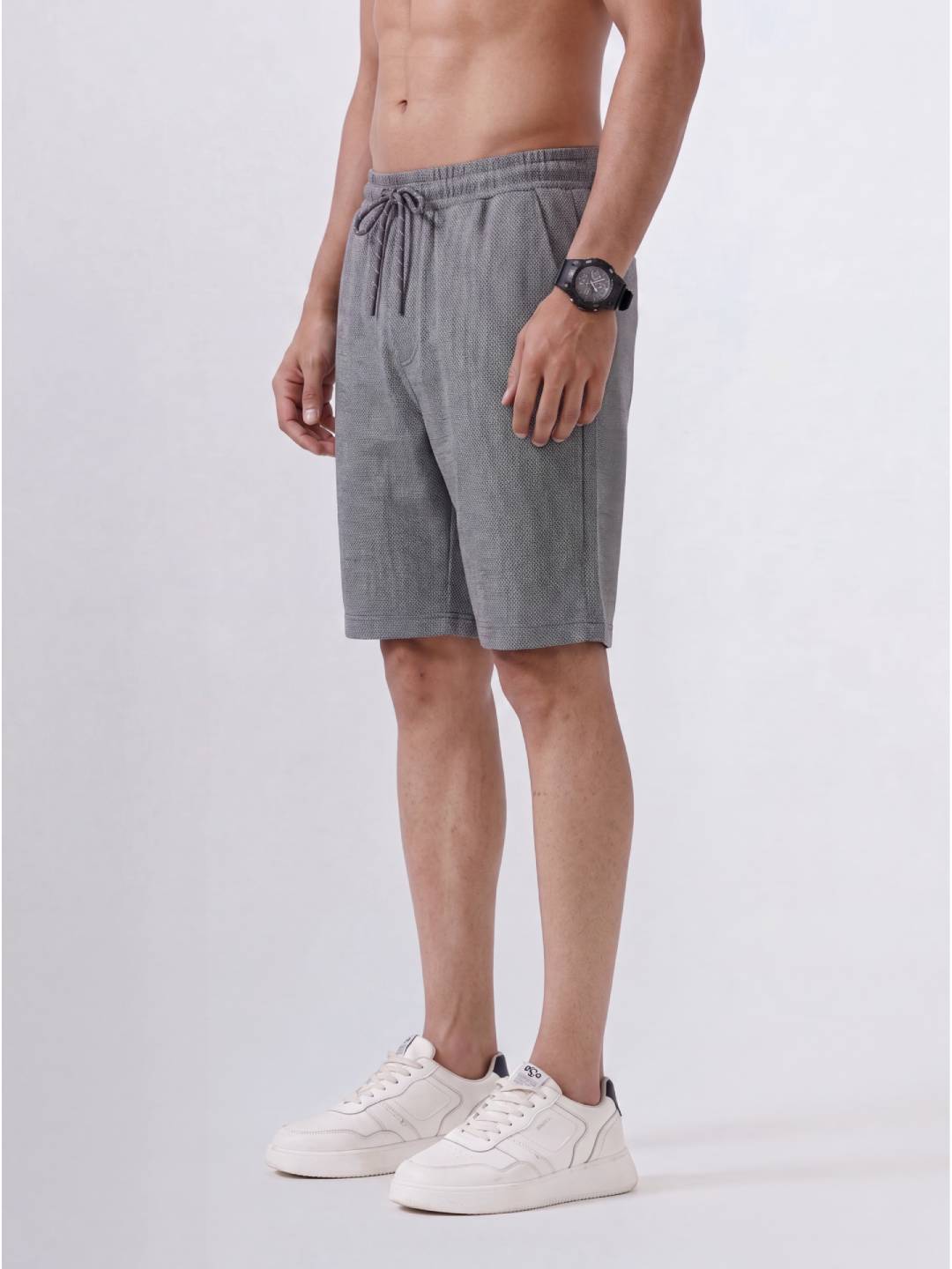Combed Cotton Rich Charcoal Melange Popcorn Shorts PS4