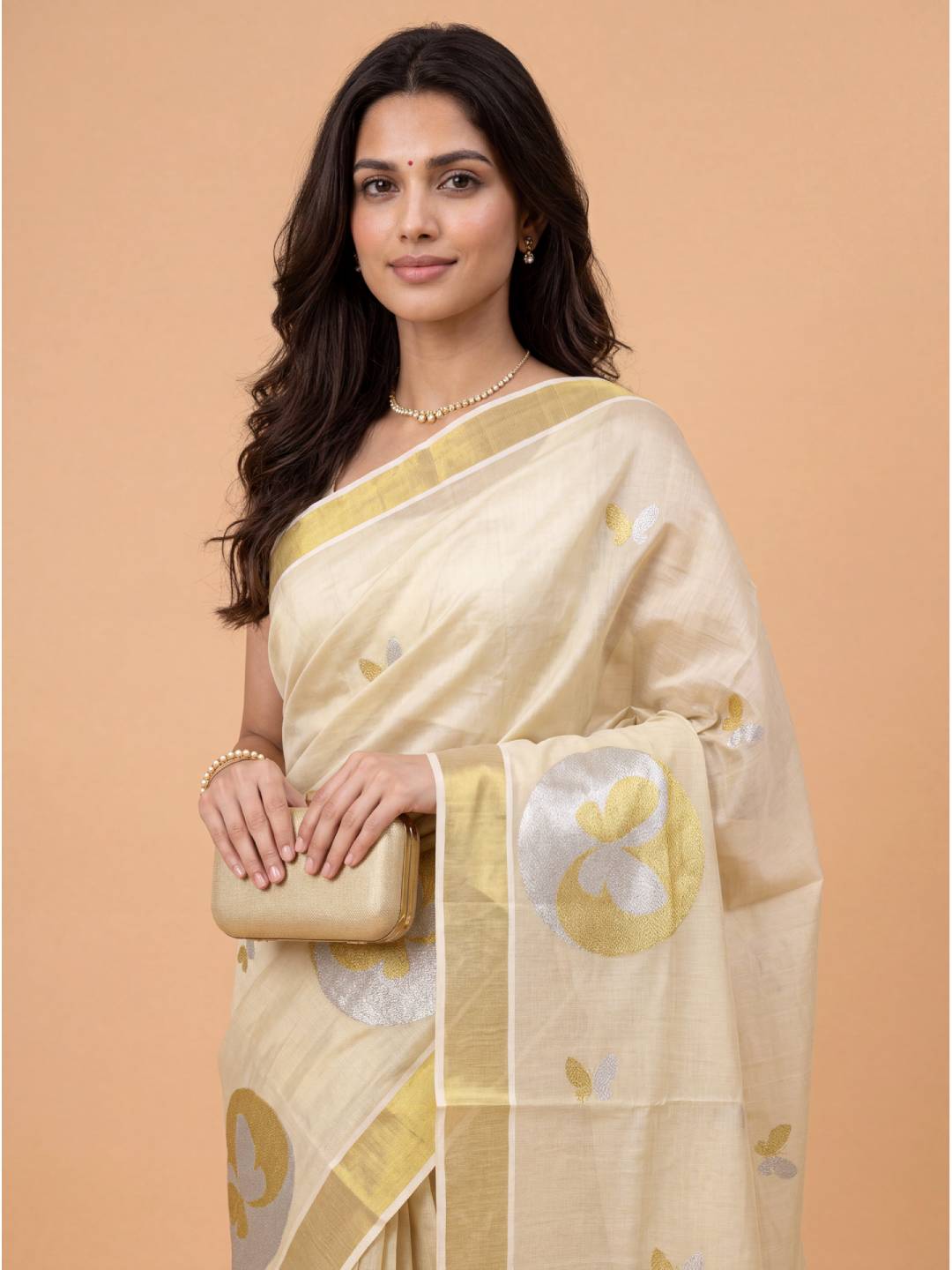 Couple Combo Gold Shirt & Dhoti Set with Saree KLS47
