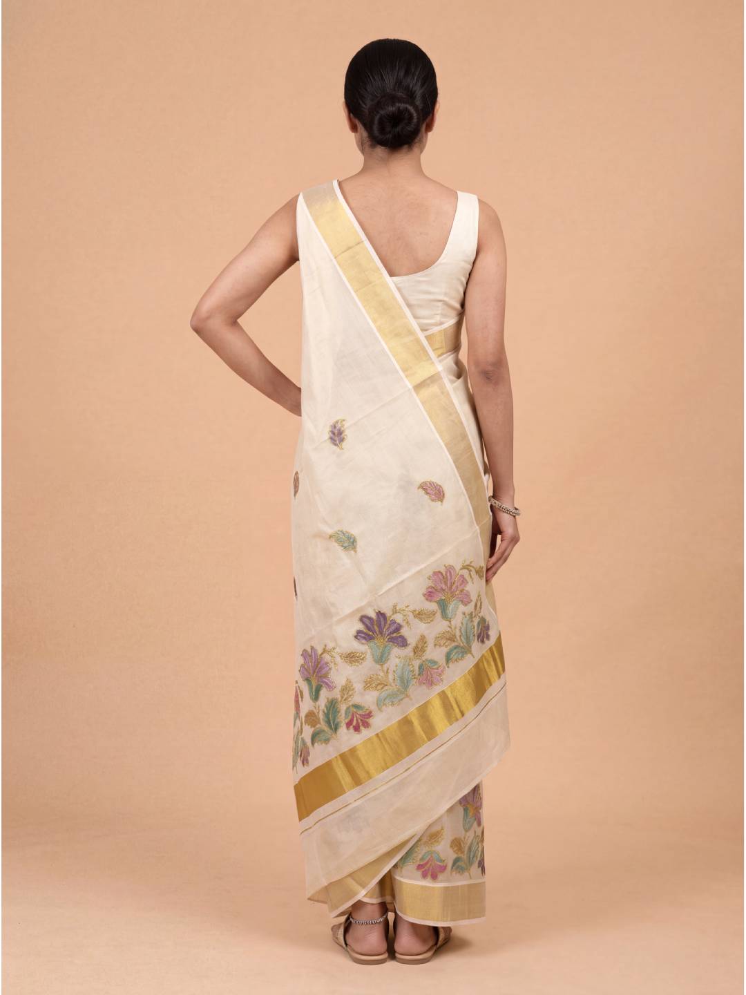 Women Tissue Embroidered and Hand Paint Saree KLS37