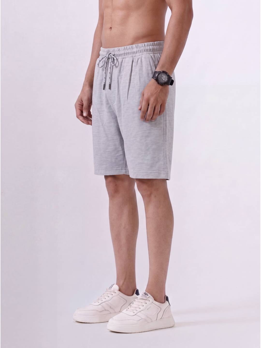 Combed Cotton Rich Grey Melange Popcorn Shorts PS3
