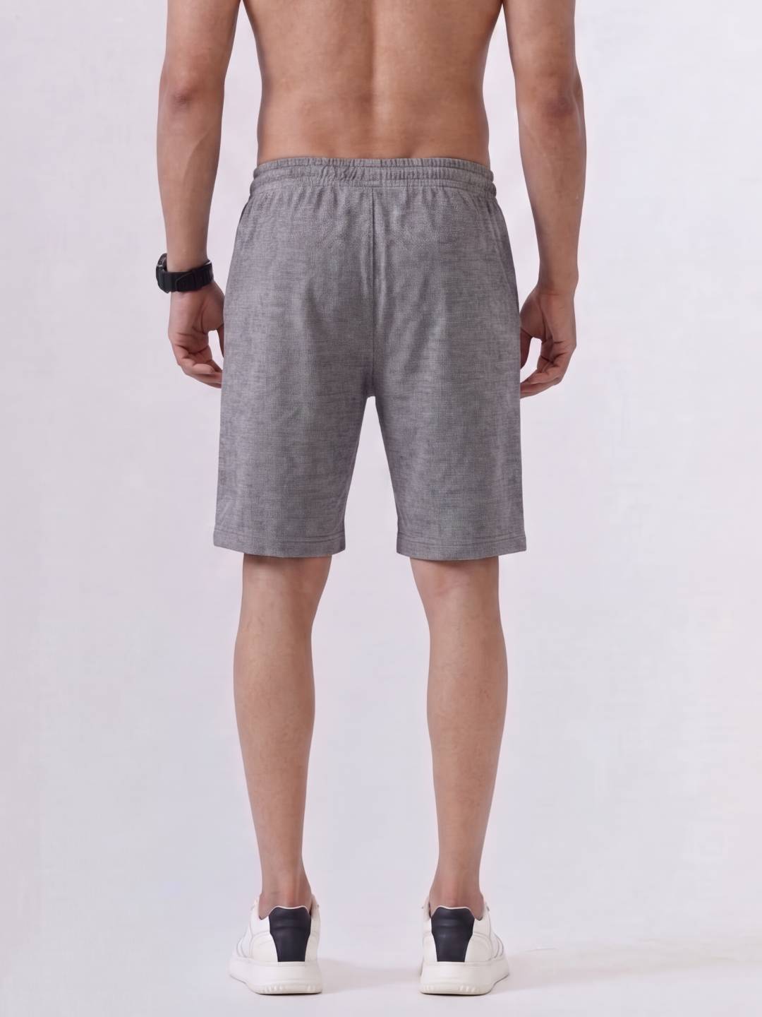 Combed Cotton Rich Charcoal Melange Popcorn Shorts PS4