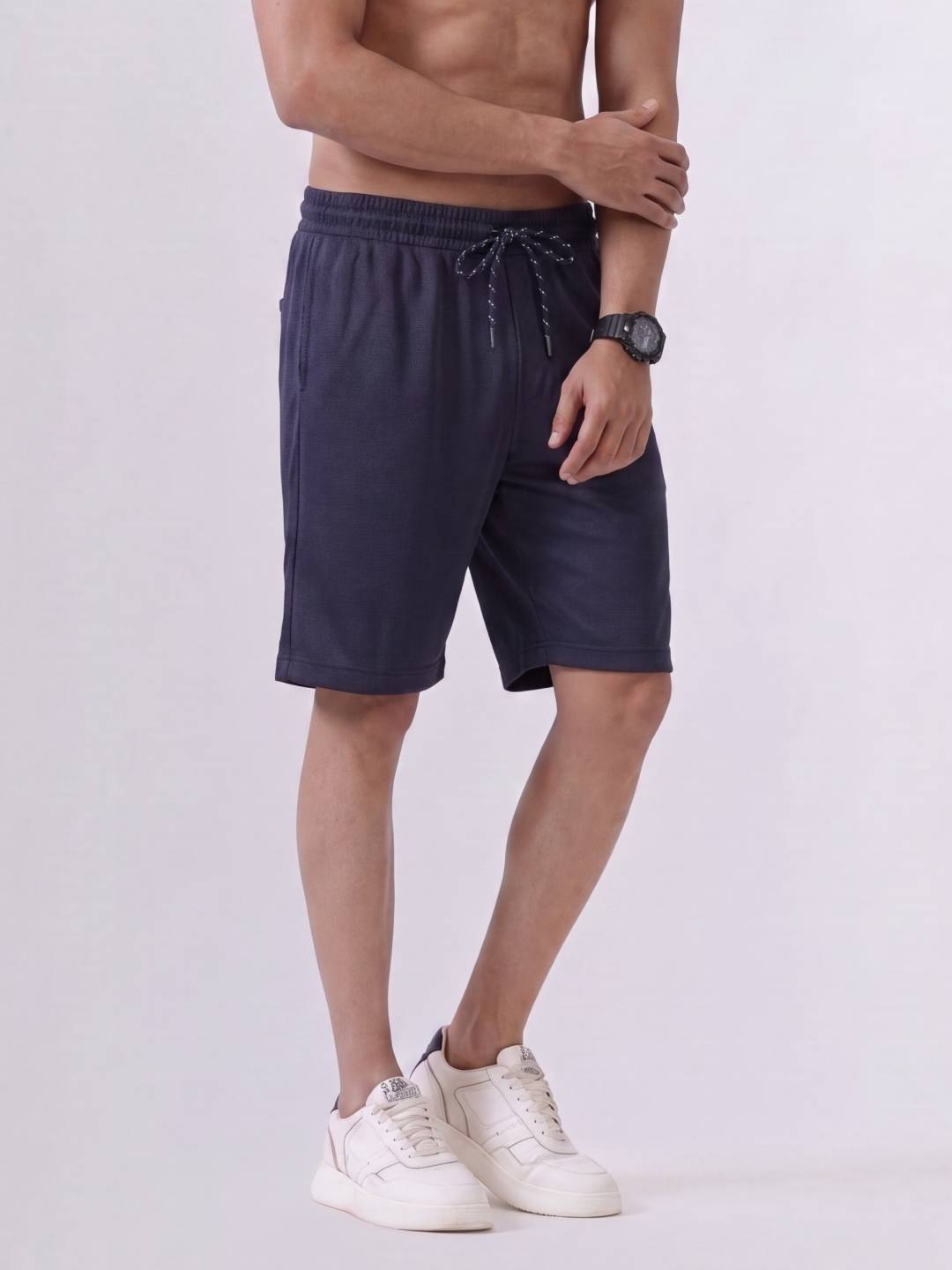 Combed Cotton Rich Navy Popcorn Shorts PS1