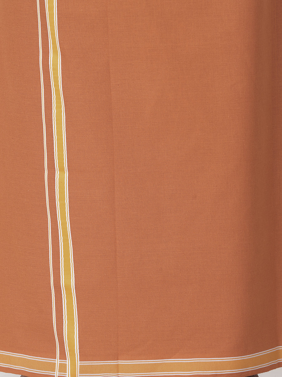 Men Cotton Blend Single Layer Kaavi Dhoti with Assorted Border Charming Colour 1