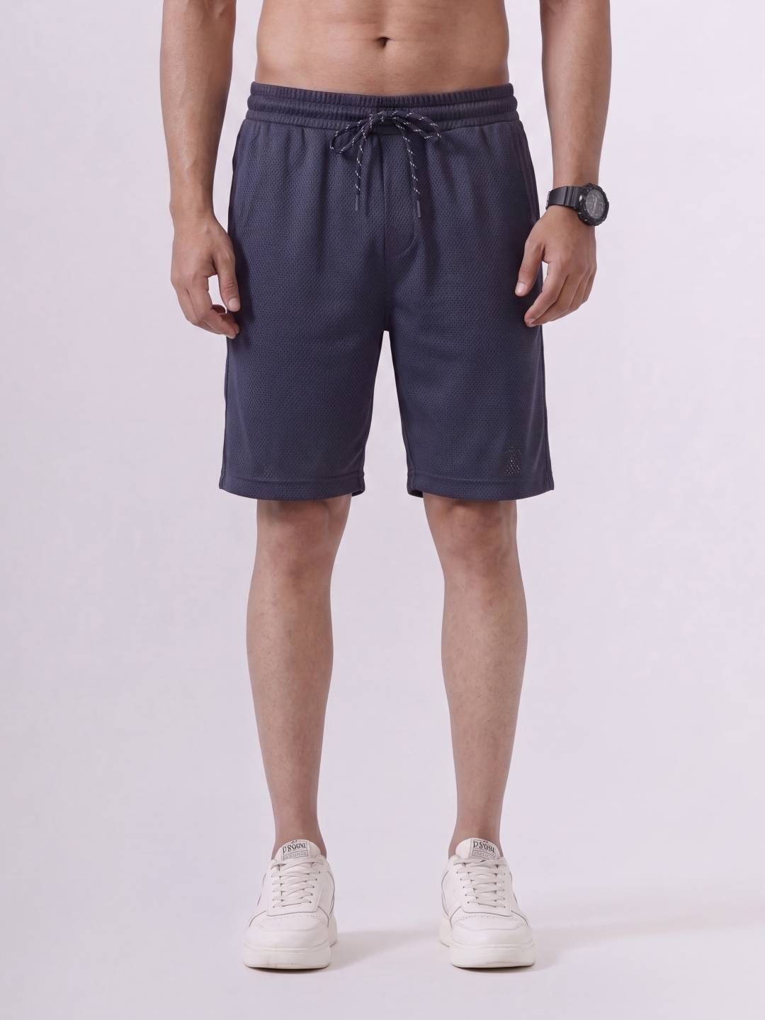 Combed Cotton Rich Navy Popcorn Shorts PS1