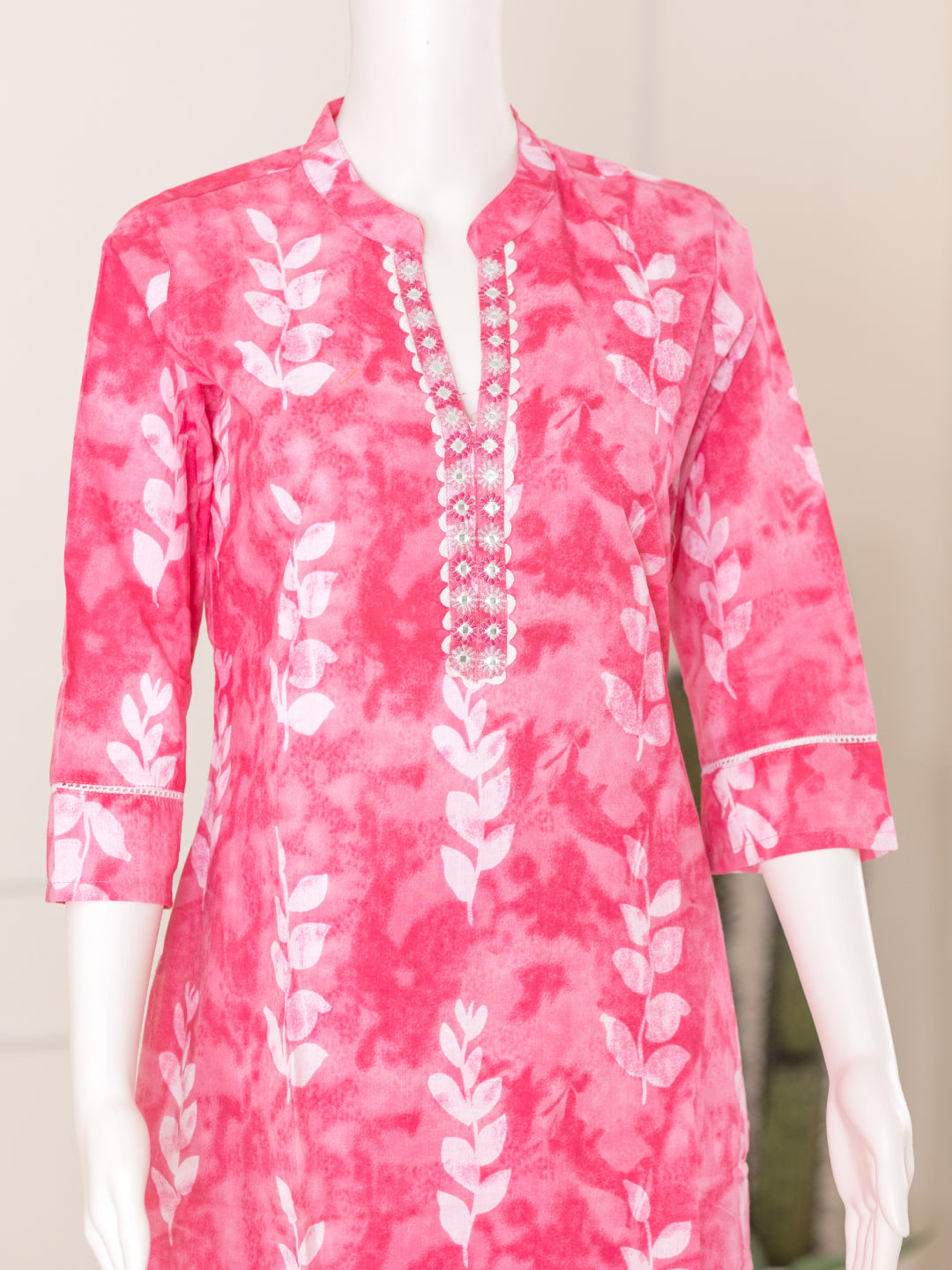 Women Pink Cotton Kurti Set EKS59
