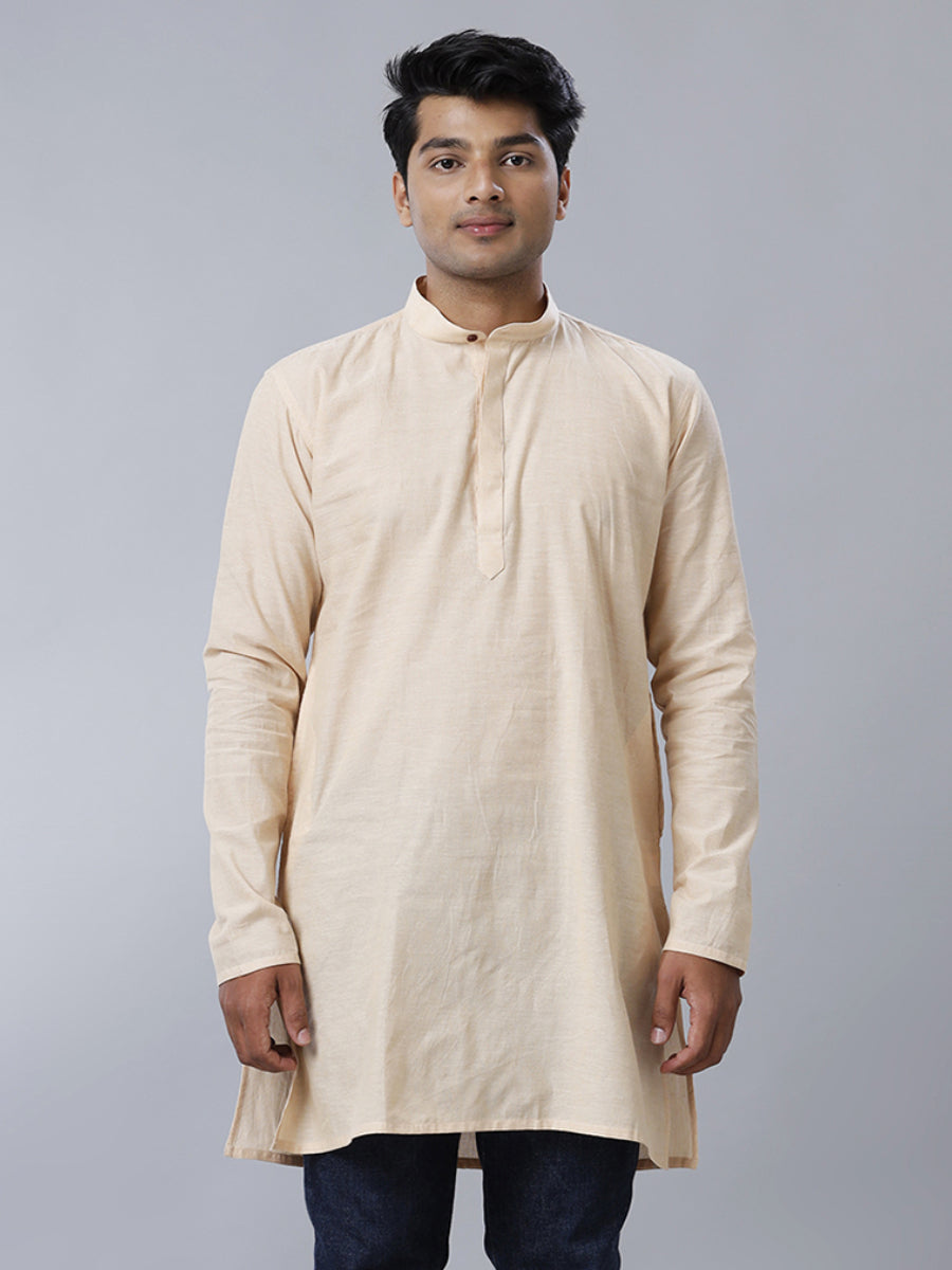 Mens Cotton Sandal Plain Medium Length Kurta J17