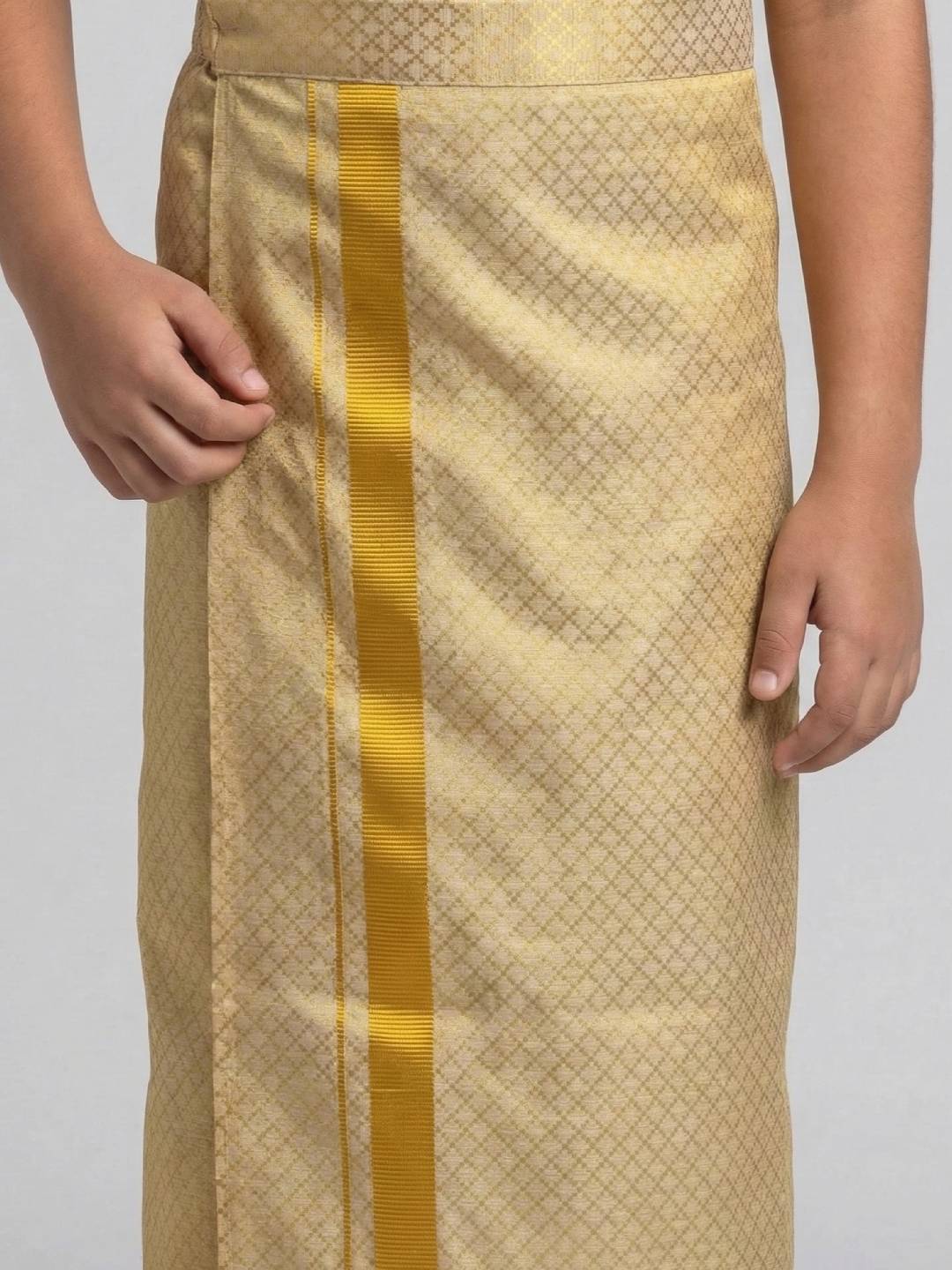 Boys Gold Tissue Jacquard Shirt with Matching Dhoti Set GDP3