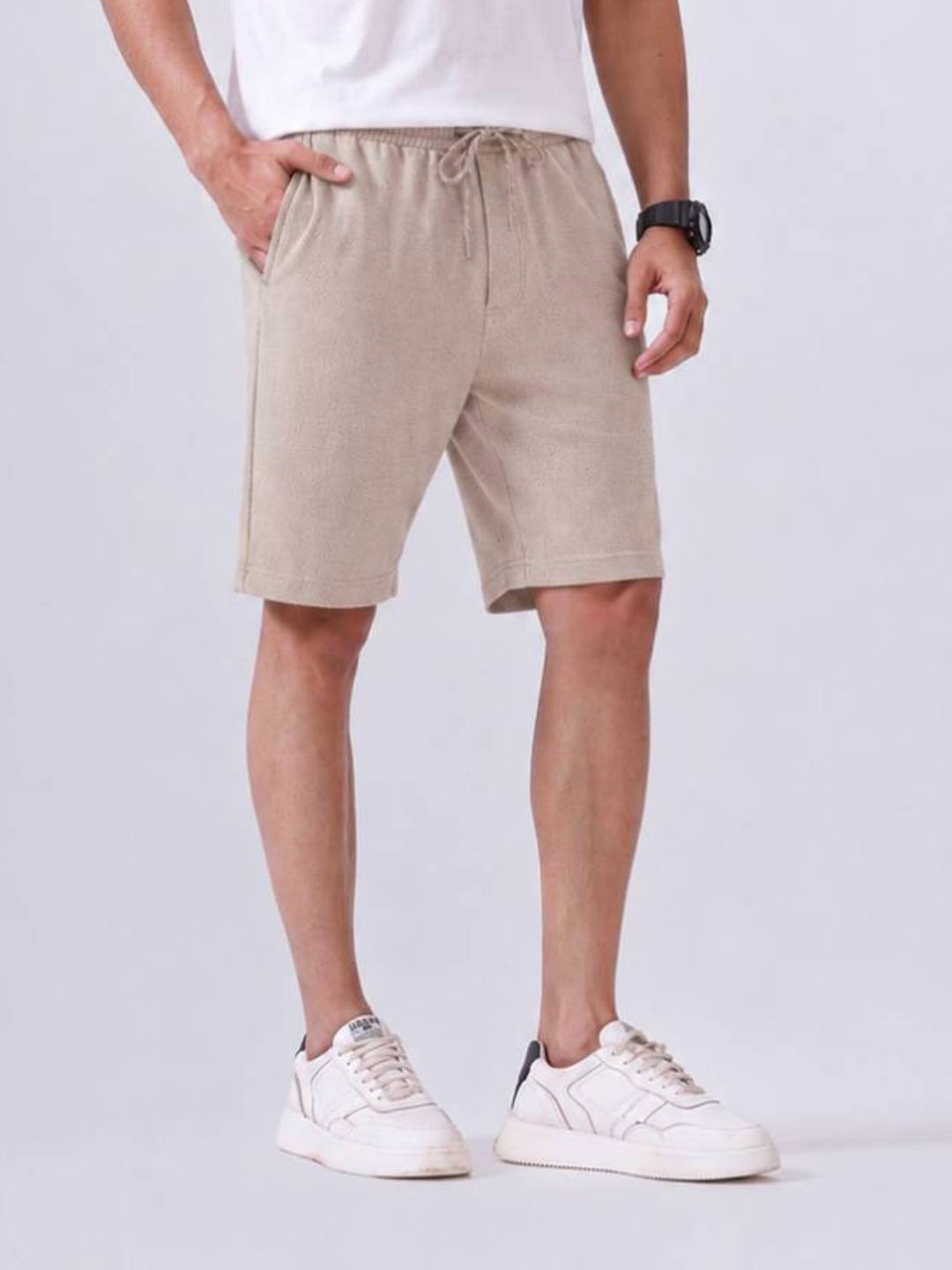 Combed Cotton Rich Beige Popcorn Shorts PS2