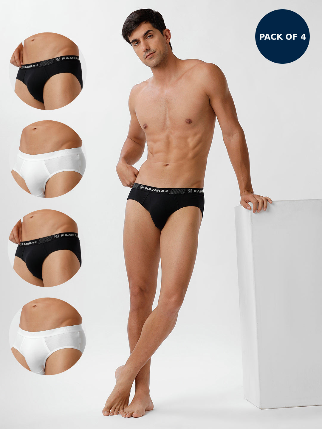 Men Briefs Outer Elastic Black & White Combo Suriya (Pack of 4)
