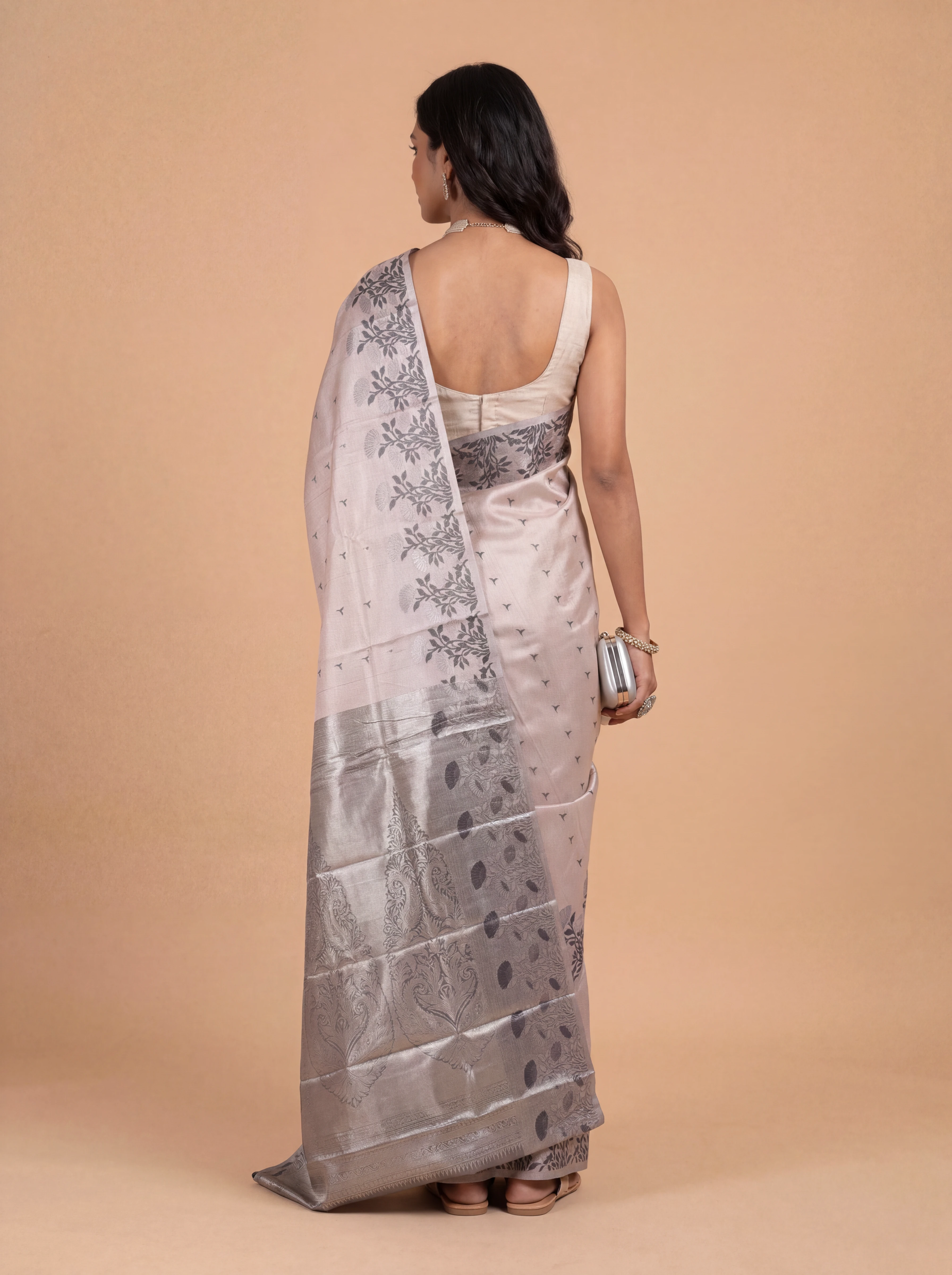 Women Art Silk Peach Saree ASS136