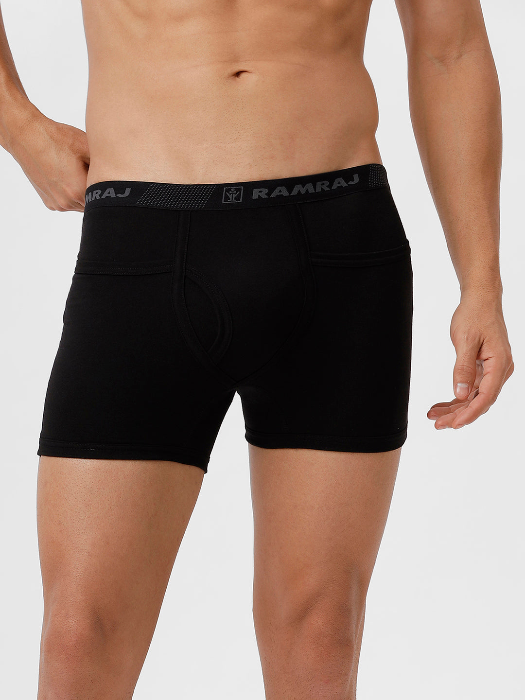 Men 100% Combed Cotton Black Pocket Trunk Target (Pack of 2)