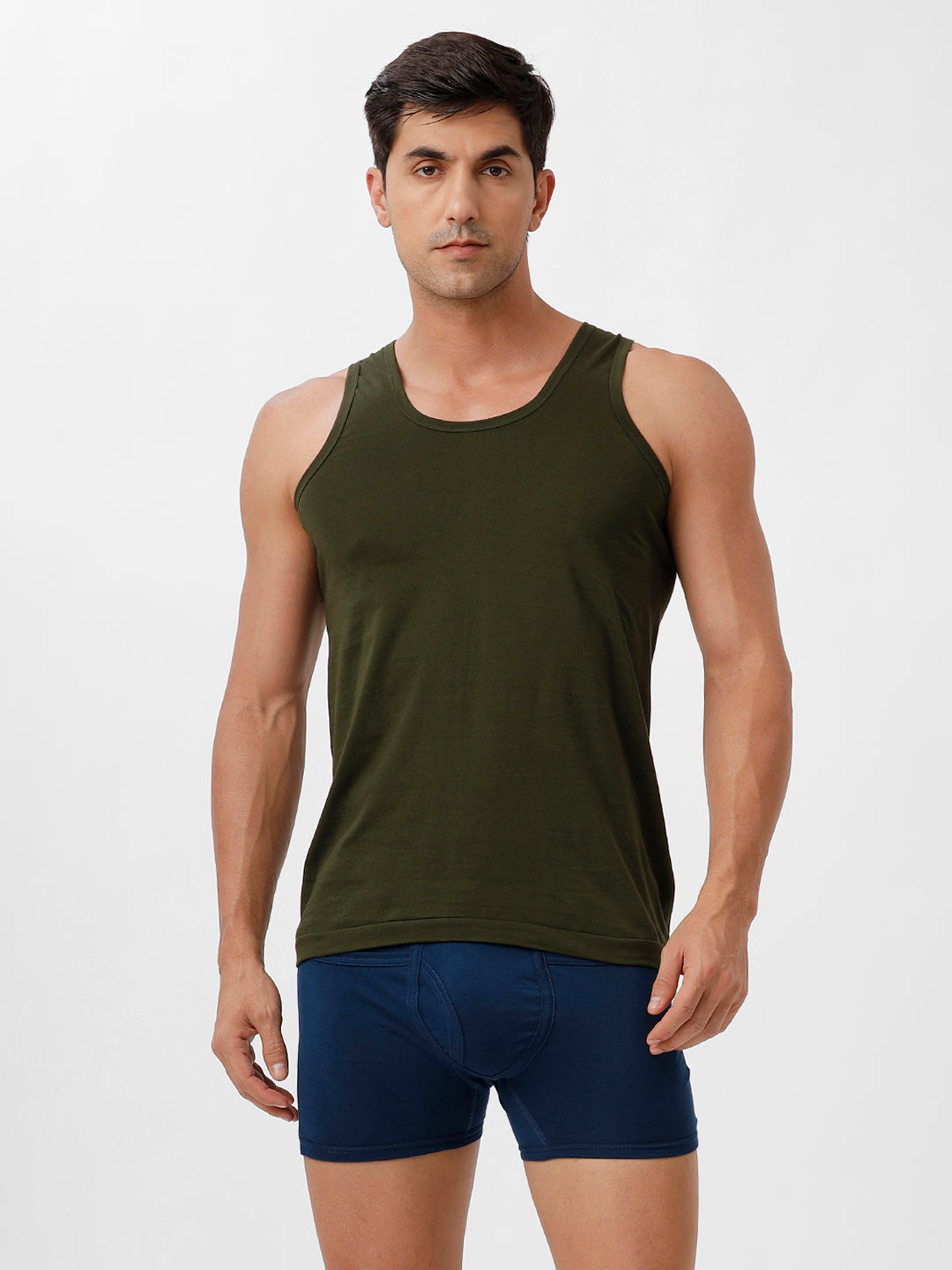Men Green Vest & SP Blue Pocket Trunk Combo