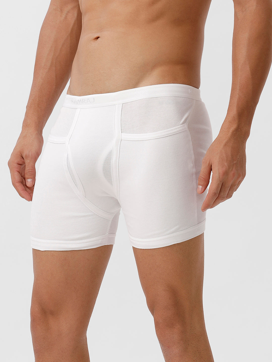 Men 100% Combed Cotton White Pocket Trunk Imax Rib (Pack of 2)