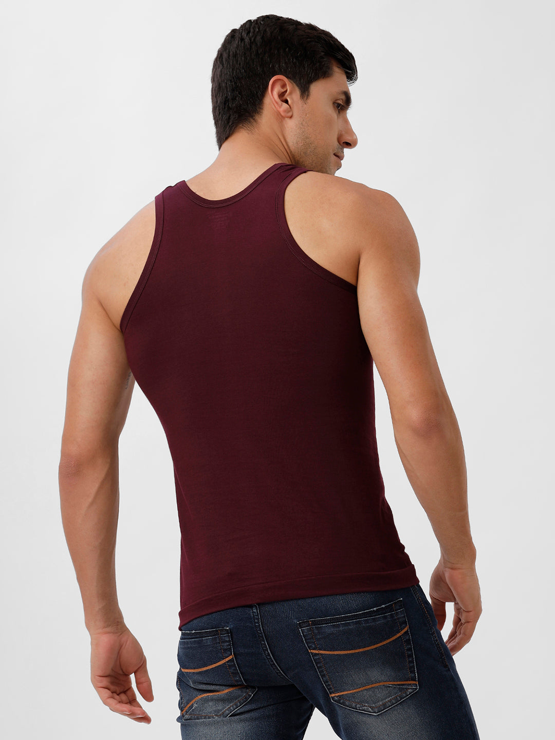 Men 100% Combed Cotton Grape Wine Vest RN Sukra (Pack of 2)
