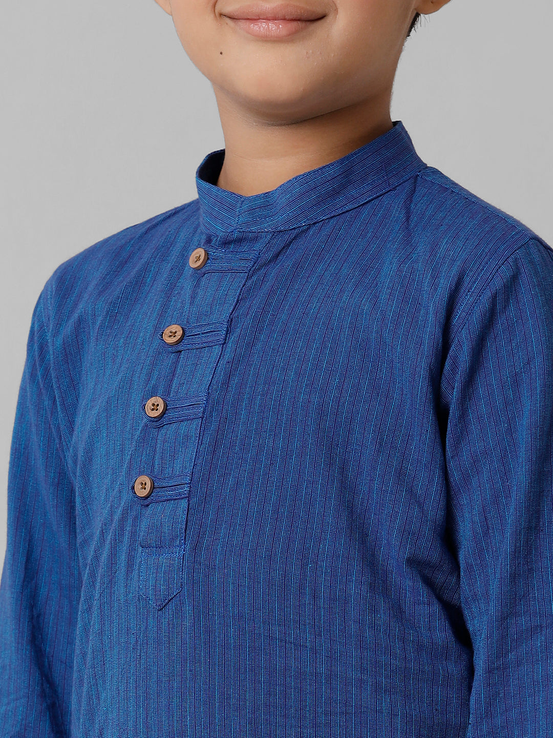 Boys Breeze Cotton Navy Kurta with Cream Elastic Panchakacham Combo COT2-Zoom view
