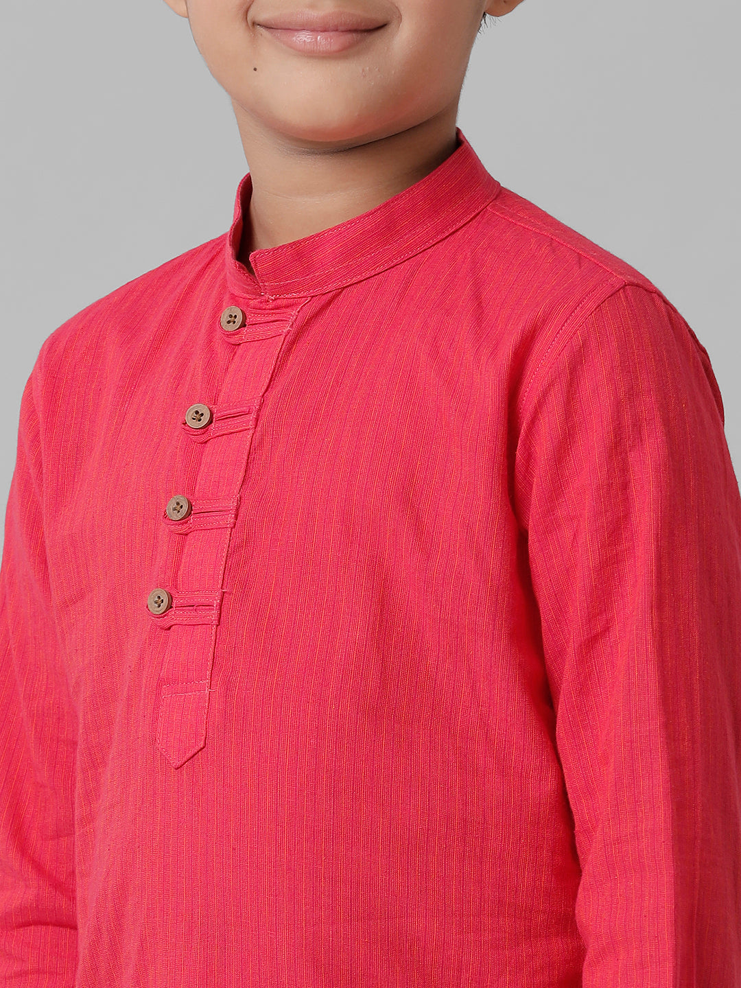 Boys Breeze Cotton Pink Kurta with Cream Elastic Panchakacham Combo COT1-Zoom view
