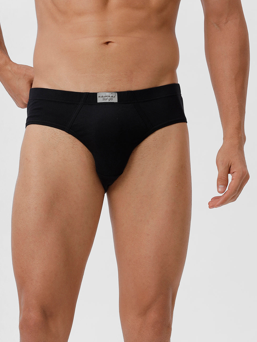 Men Briefs Inner Elastic 2 Pcs Combo Black and Grey Melange Suriya