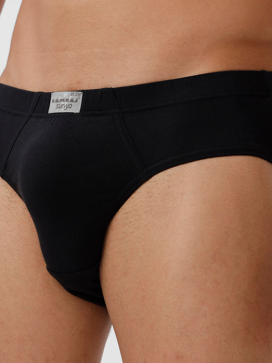 Men 100% Combed Cotton Black Inner Elastic Brief Suriya (Pack of 2)