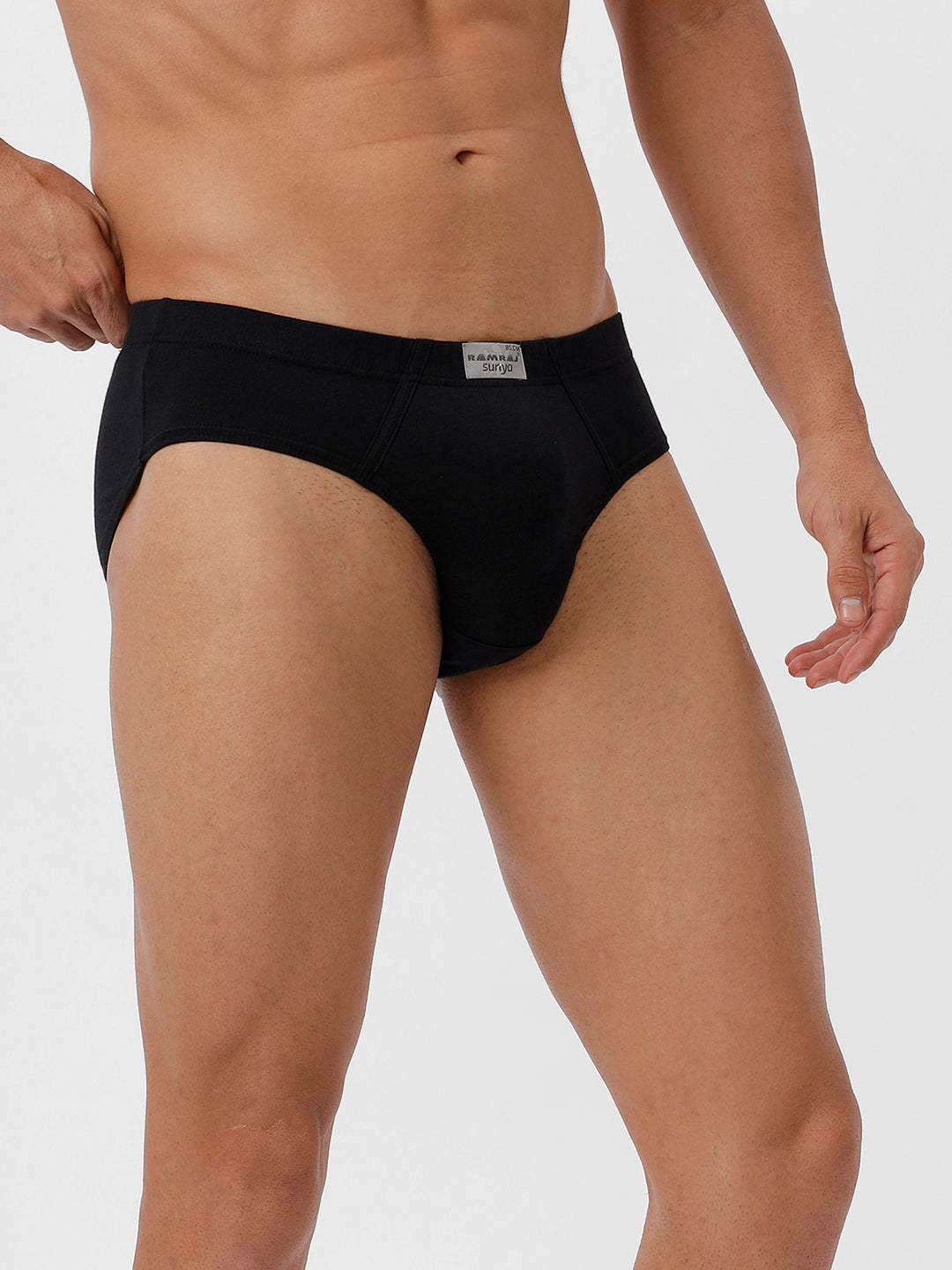 Men 100% Combed Cotton Black Inner Elastic Brief Suriya (Pack of 2)