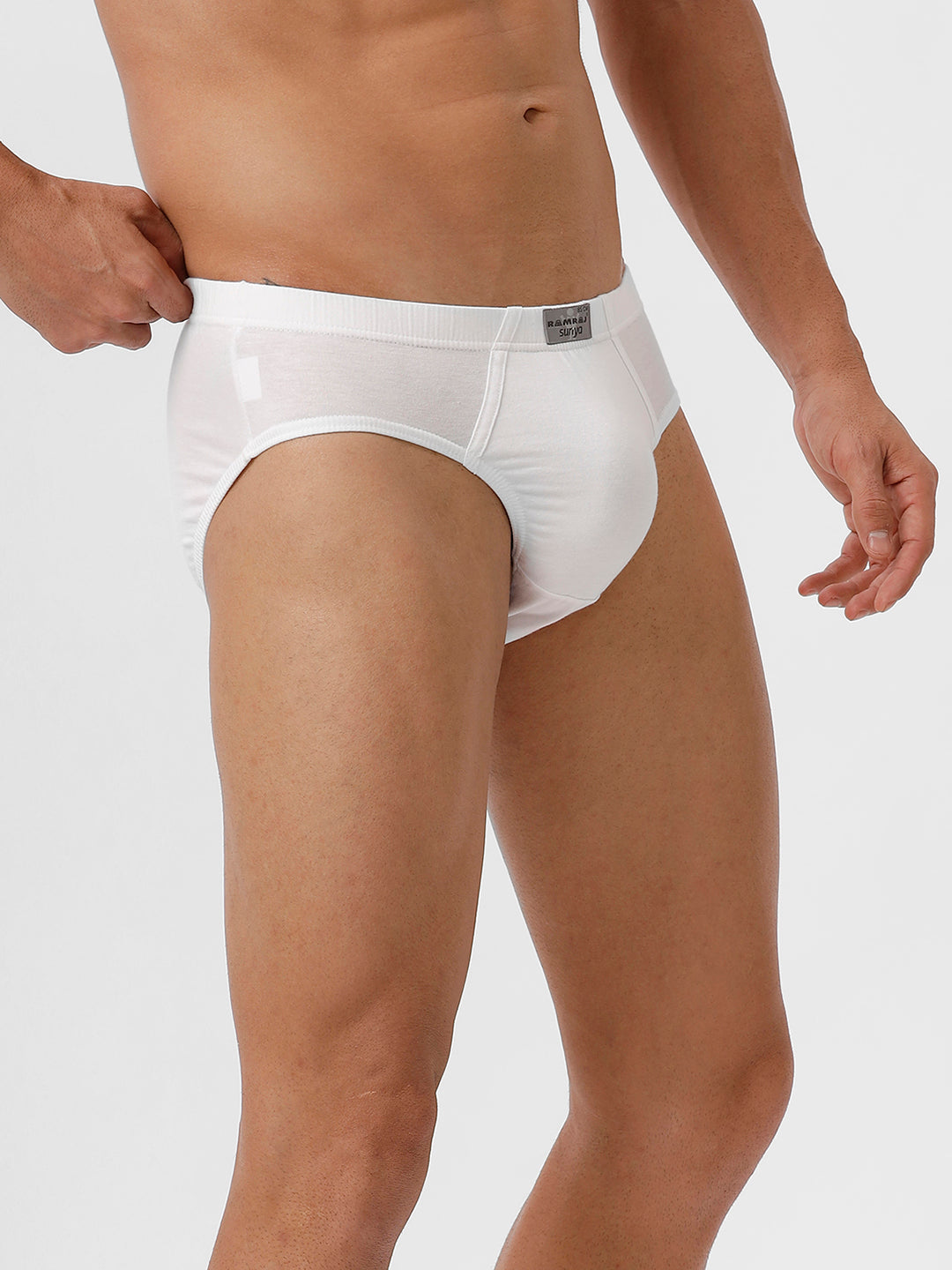 Men 100% Combed Cotton White Inner Elastic Brief Suriya (Pack of 2)