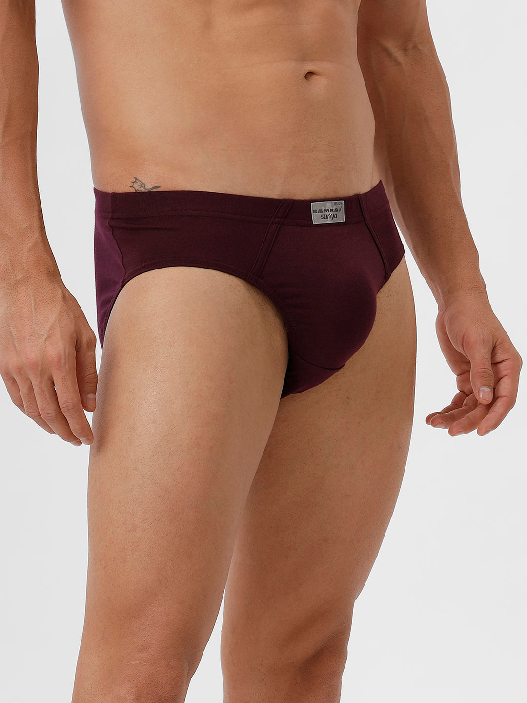 Men Briefs Inner Elastic 2 Pcs Combo GreyMelange and GrapeWine Suriya