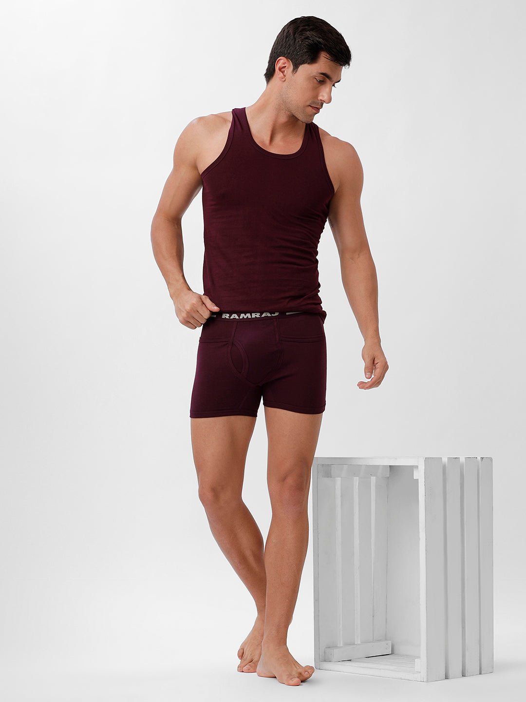 Men Vest & Pocket Trunk Combo Grape Wine
