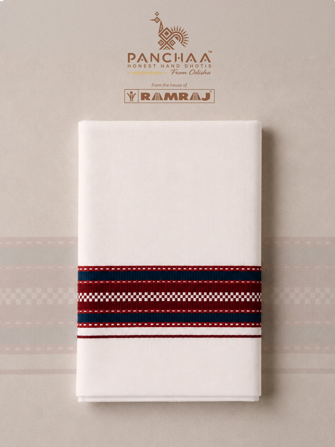 PANCHAA™ Handwoven Azo-Free Dyes Extra Weft Dhoti D2