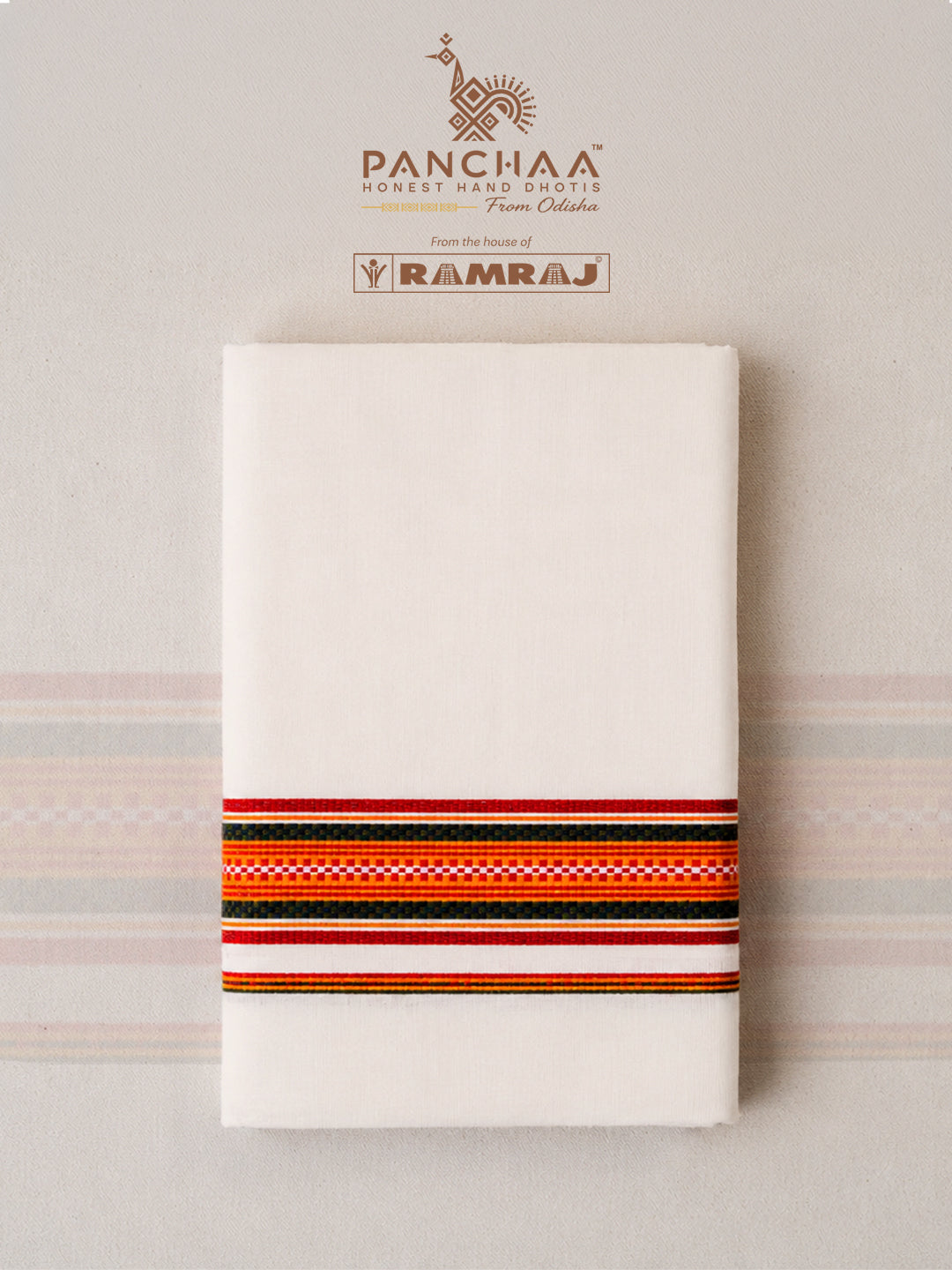 PANCHAA™ Handwoven Azo-Free Dyes Extra Weft Dhoti D7