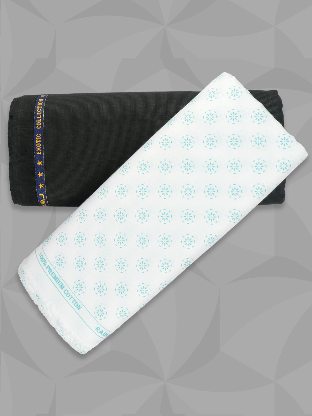 Men 100% Premium Cotton Printed White Shirting & Black Suiting Gift Box LC11