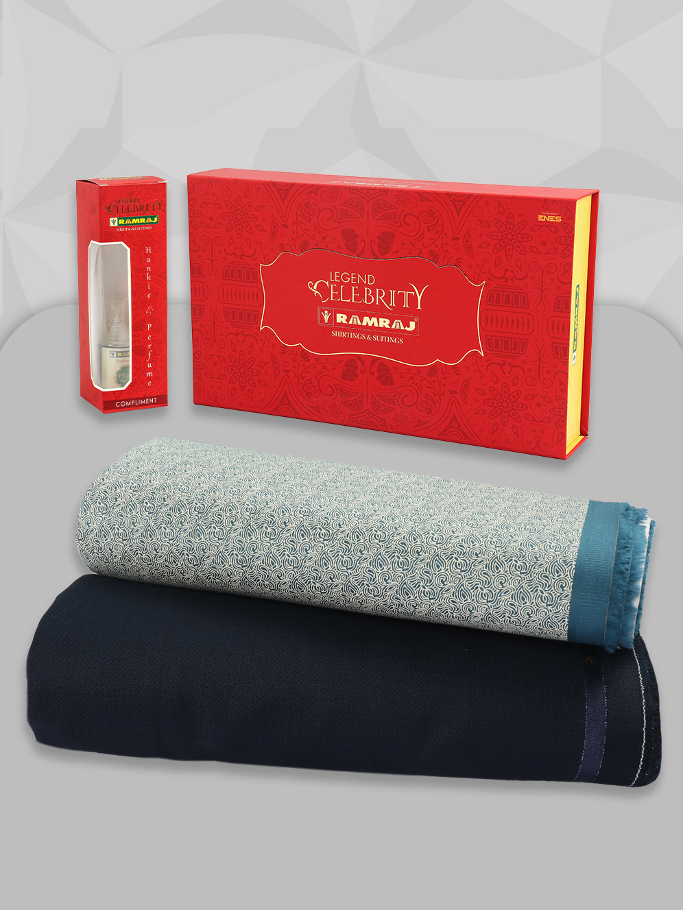 Men 100% Premium Cotton Printed Blue Shirting & Navy Suiting Gift Box LC13