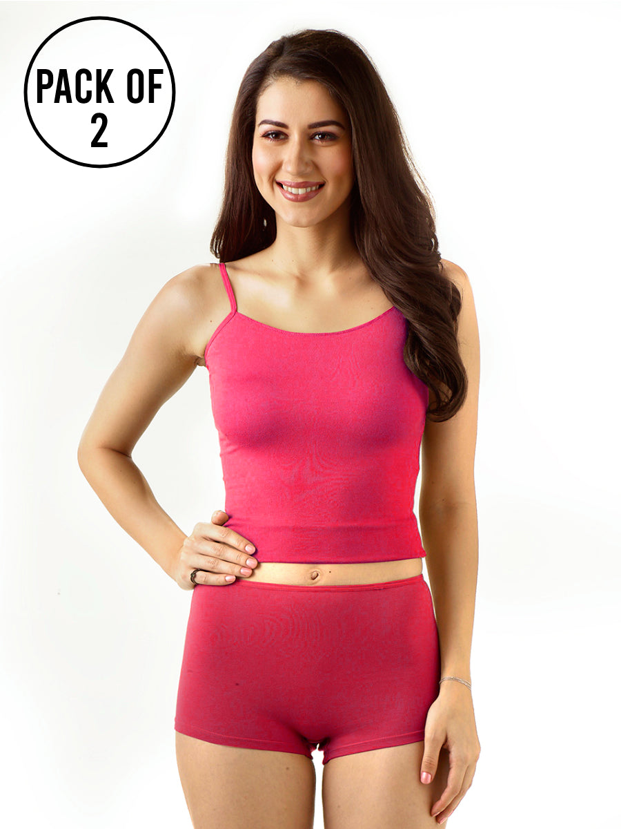 Women Cotton Spandex Leg Shorts Assorted (Pack of 2) - Main Image