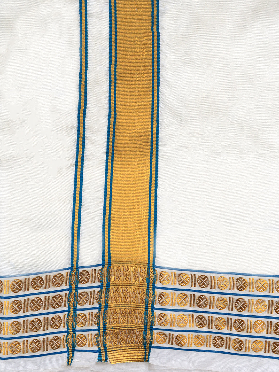 Men Art Silk Panchakacham with Angavashtram Cream(9+5)