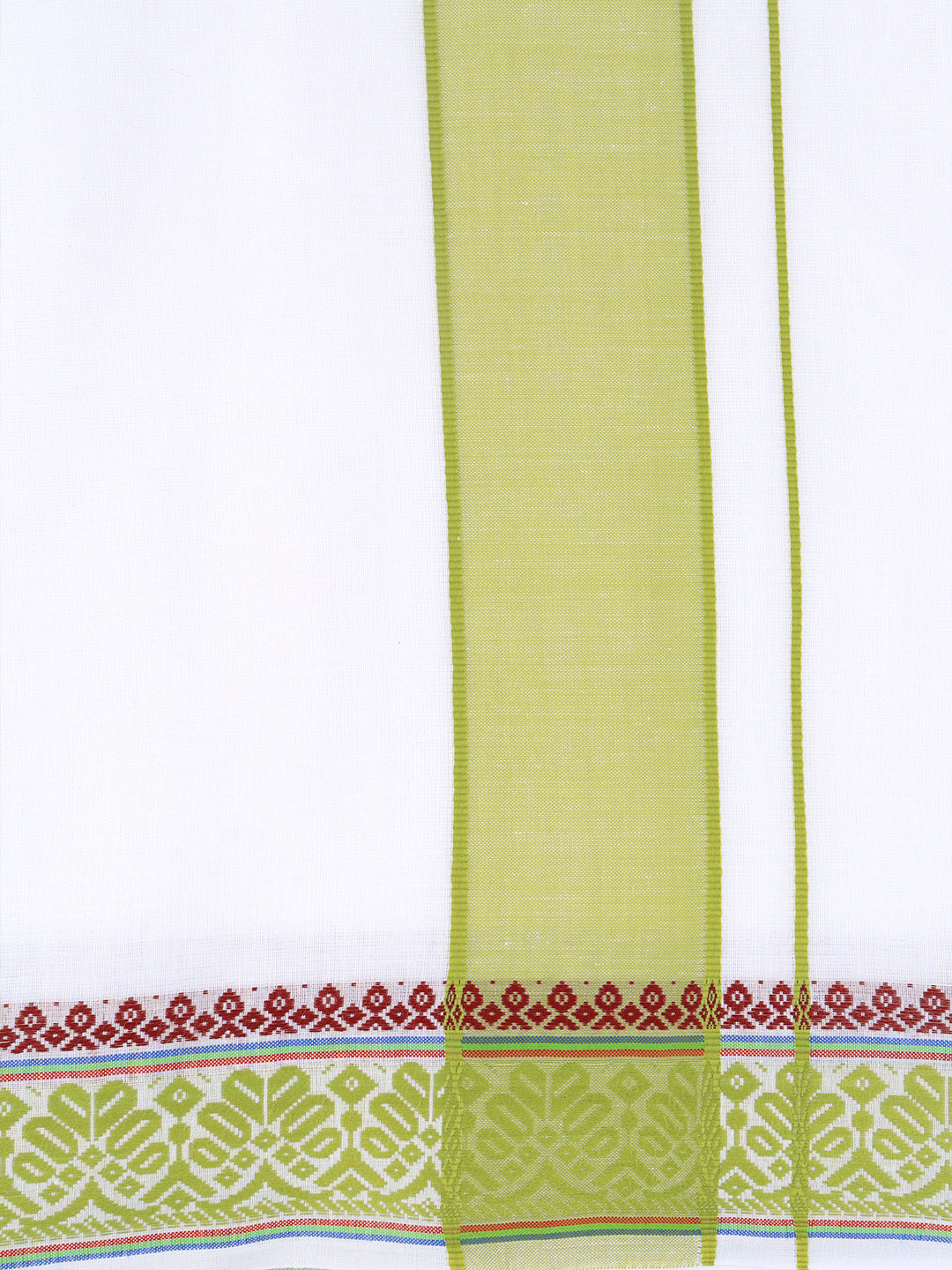 Men Cotton Green Fancy Border Panchakacham with Angavasthram (9+5) JD09
