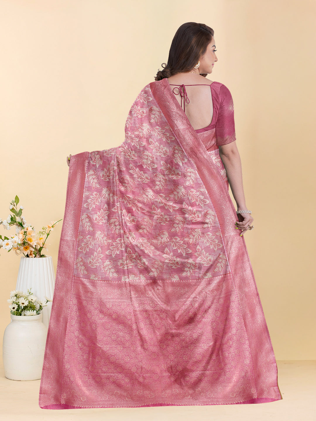 Couple Combo Shirt & Dhoti Set with Saree Rose Gold ASS127
