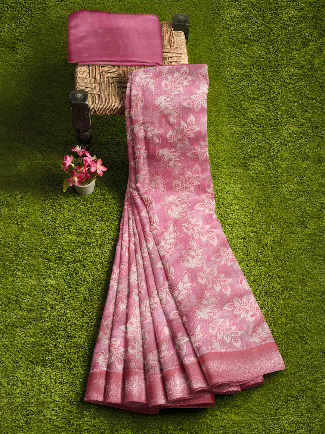 Couple Combo Shirt & Dhoti Set with Saree Rose Gold ASS127
