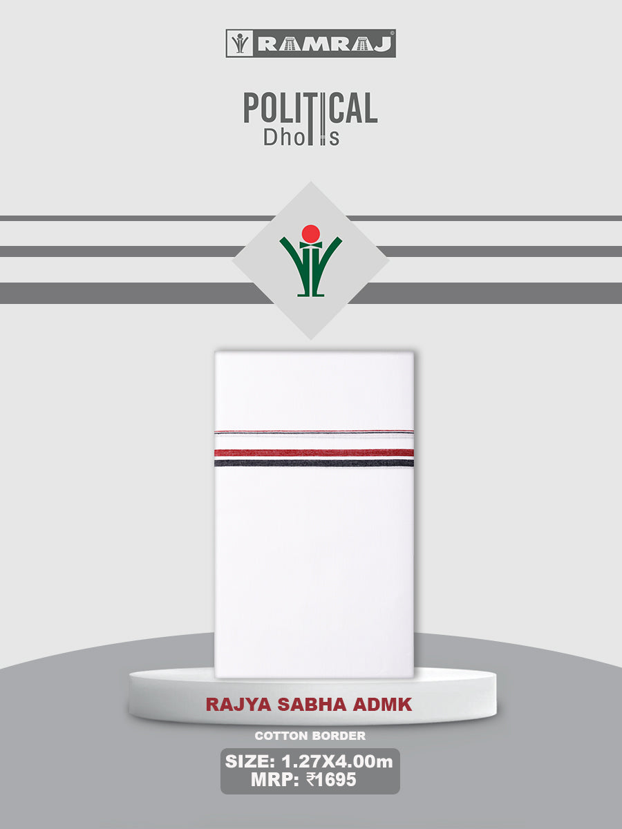 Men 100% Cotton Double Layer Political Dhoti Rajya Sabha ADMK