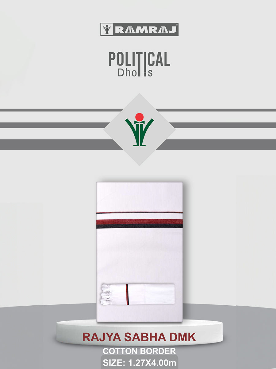 Men 100% Cotton Double Layer Political Dhoti & Towel Set Rajya Sabha DMK